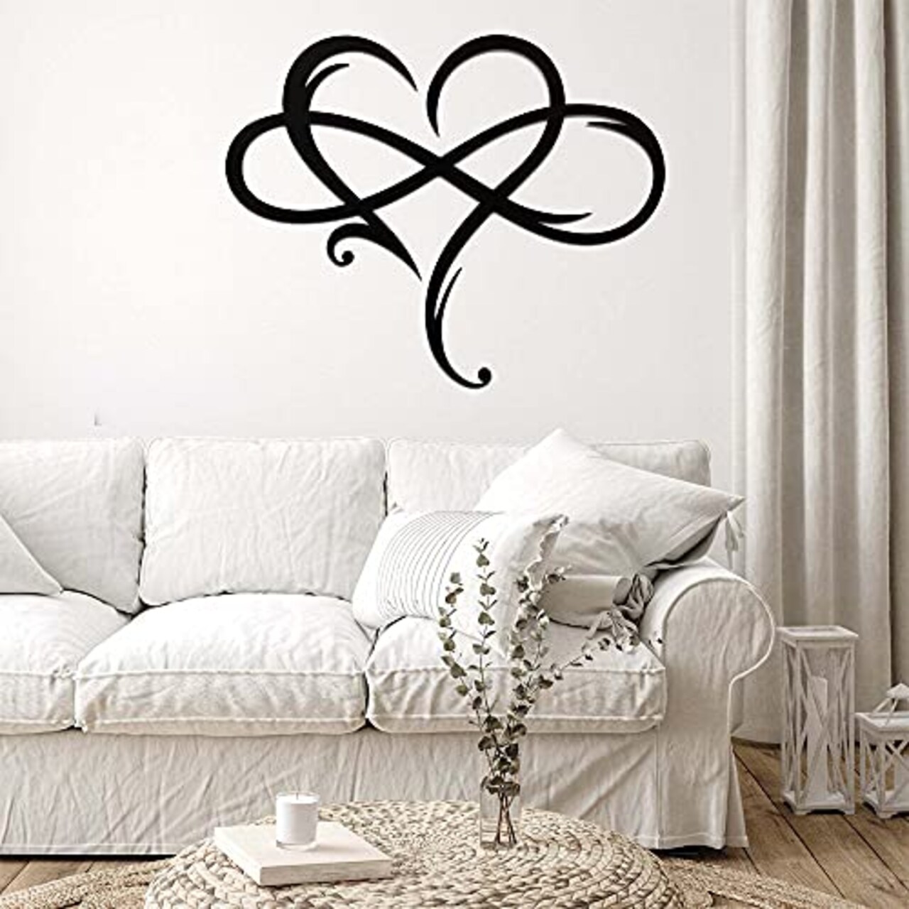 11.4x13.7 inch Infinity Heart Metal Wall Decor, Unique Infinity Heart Wall Decor Love Sign Plaque Steel Art Geometric Bedroom Ornaments Cut Out for Home Wedding Decor Hanging Family Living Room (Black)